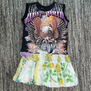Lola & James Girls Size Medium Mixed Media Ruffle Dress‎ Ride with Pride Floral
